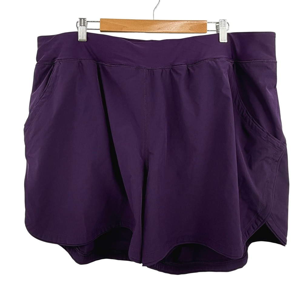 Lands End Active Shorts Womens size 24W Purple Lined Pockets swim gym